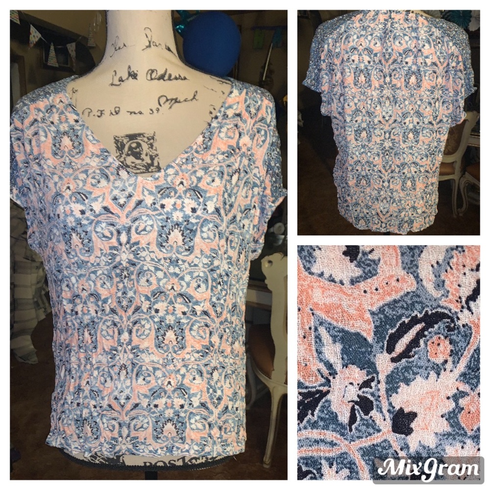 NWOT Lucky Brand Peasant Blouse Tile Boho Chic